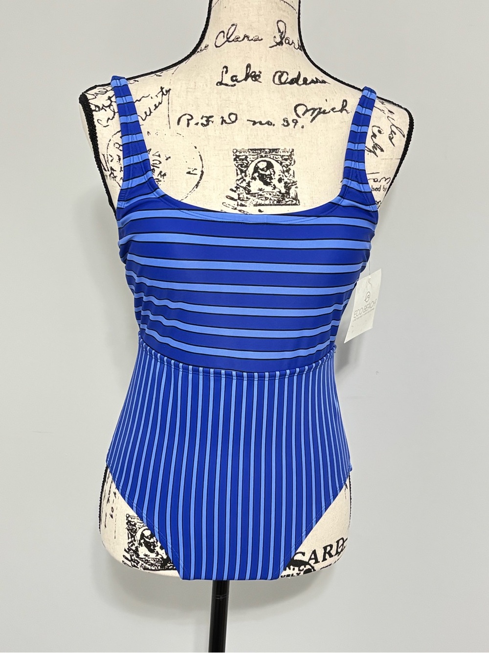 ECO Beach Classic Blue Stripe One-Piece Swimsuit Size S
